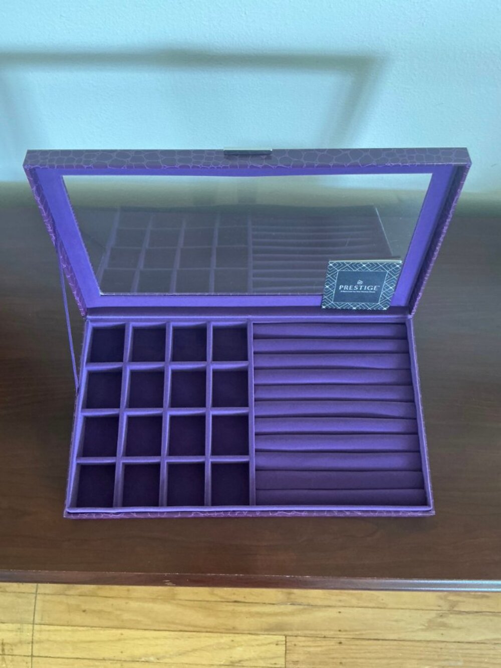 NEW 2-pc HSN Prestige Colleen Lopez Anti-Tarnish Purple Croco Jewelry Trays - Picture 6 of 10
